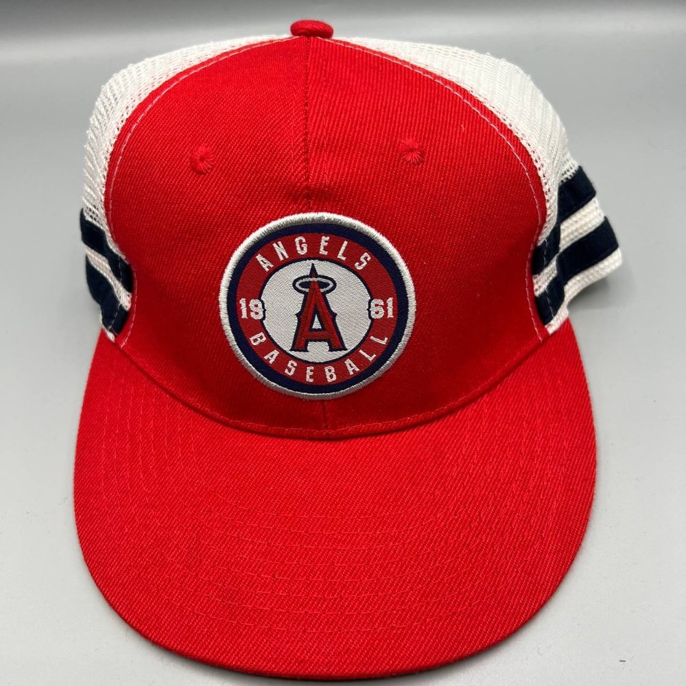 Los Angeles LA Angels MLB Sixth Man Trucker Hat Snap back Cap Red White Men
